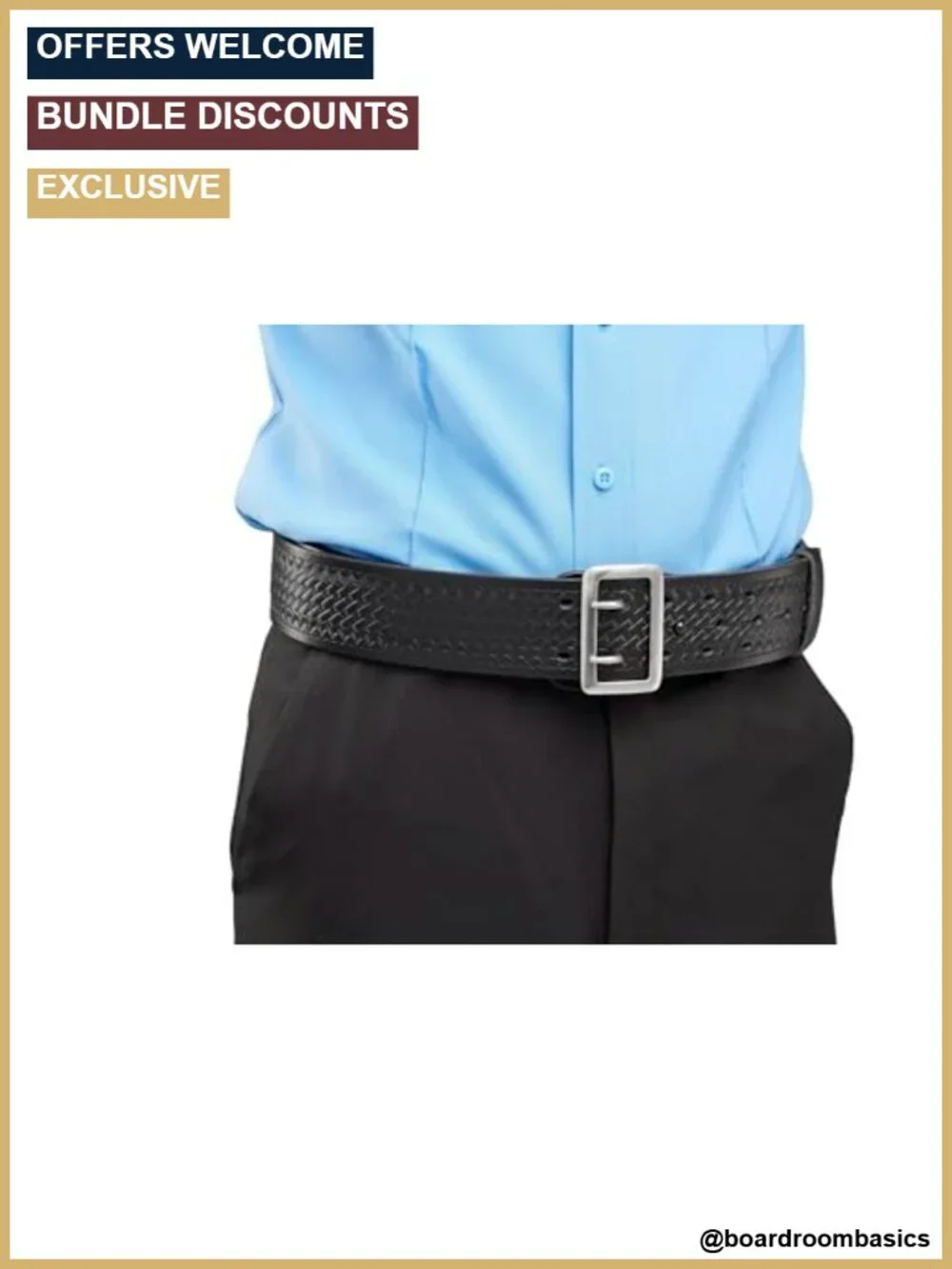 Genuine Leather Basketweave Duty Belt 2.25in Chrome Buckle